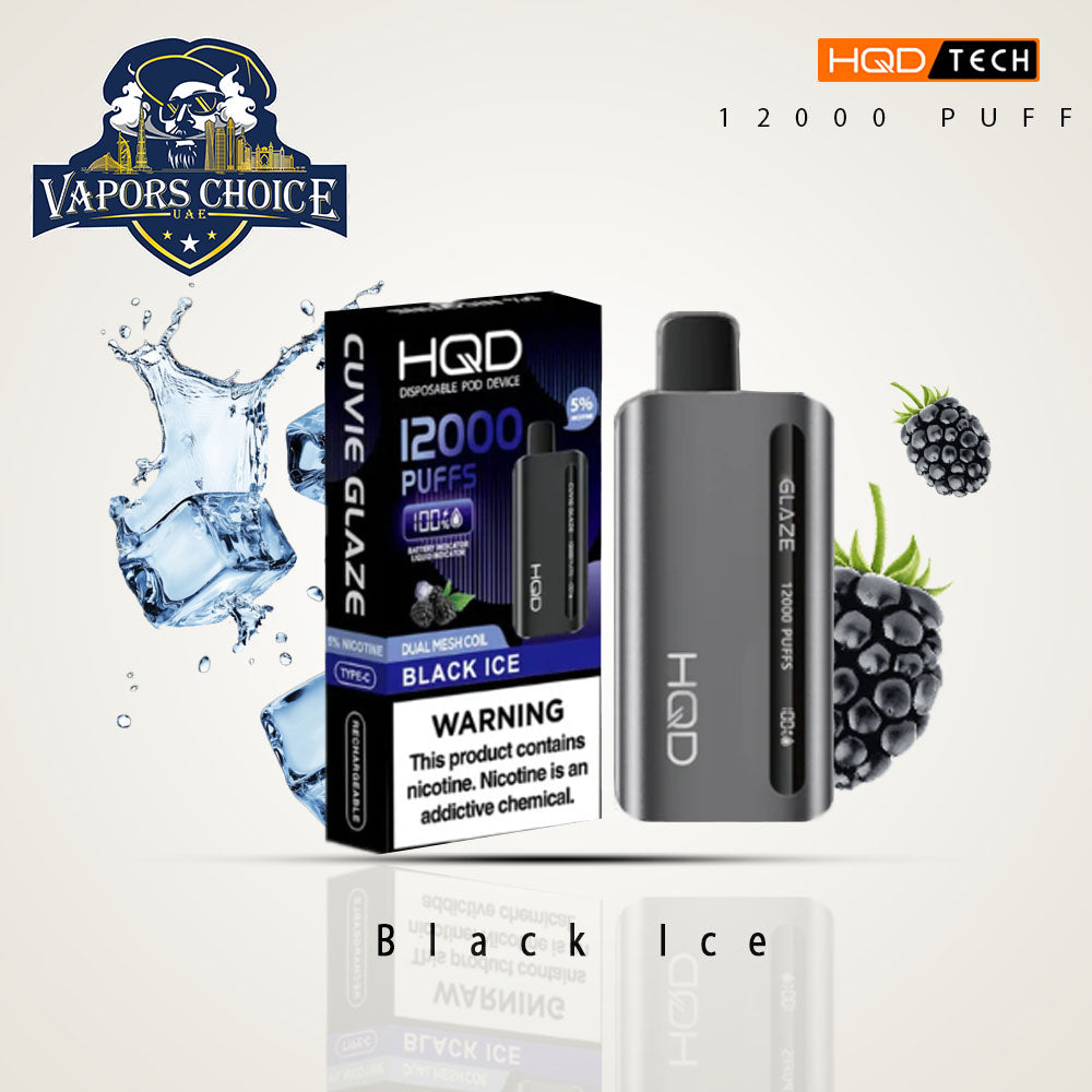 HQD CUVIE GLAZE 12000 PUFFS DISPOSABLE VAPE Black Ice UAE Dubai