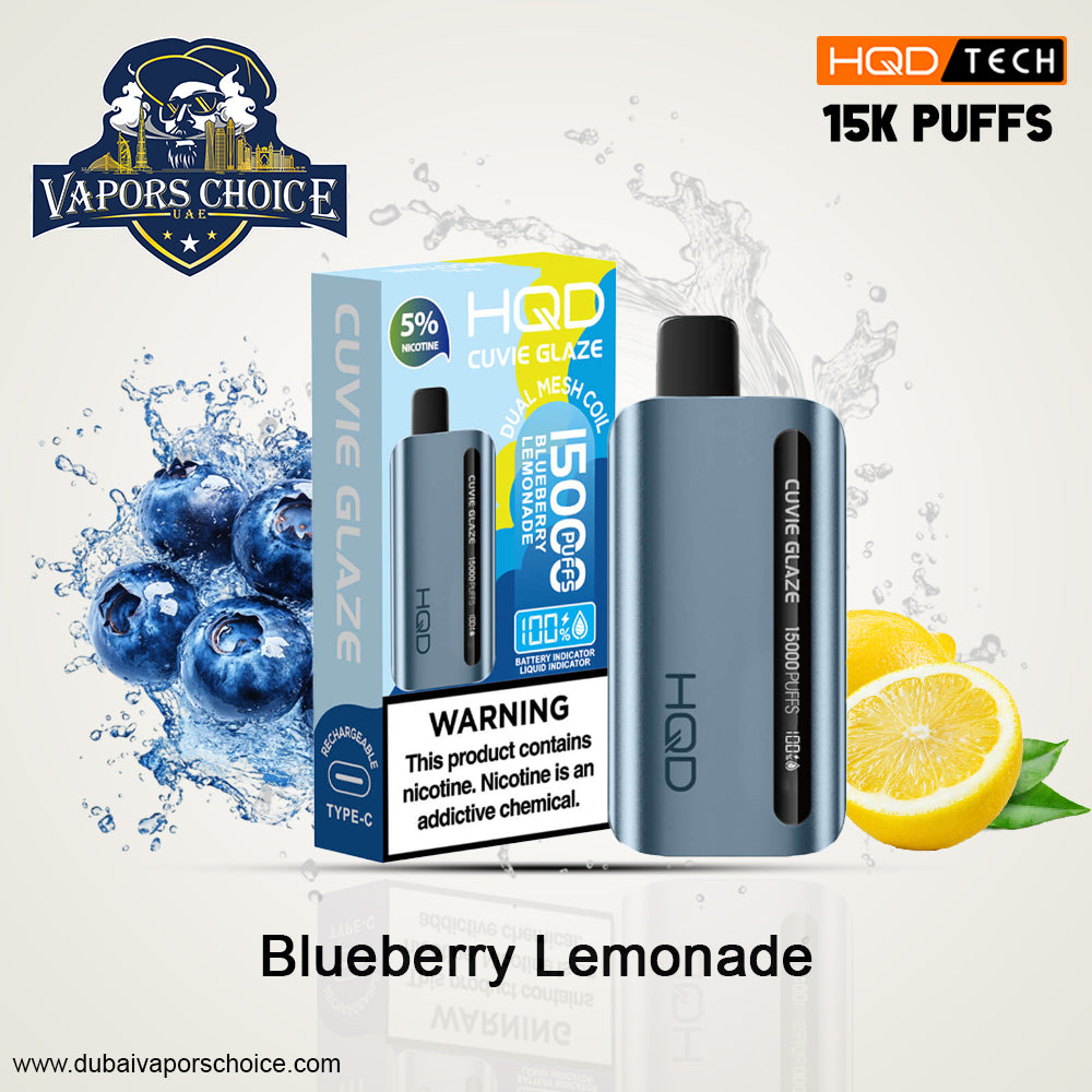 HQD CUVIE GLAZE (50mg) - 15000 PUFFS  DISPOSABLE VAPE Blueberry Lemonade UAE Abu Dhabi