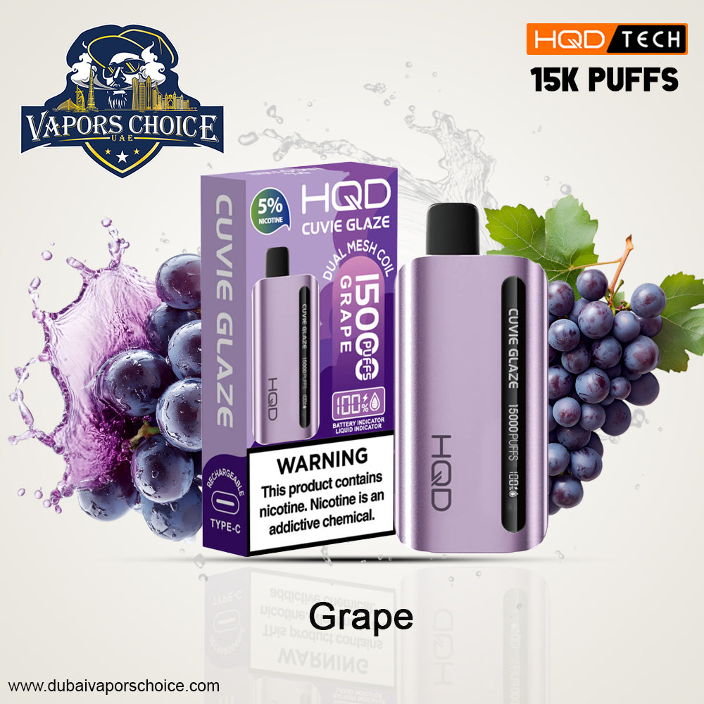 HQD CUVIE GLAZE (50mg) - 15000 PUFFS  DISPOSABLE VAPE Grape UAE Abu Dhabi