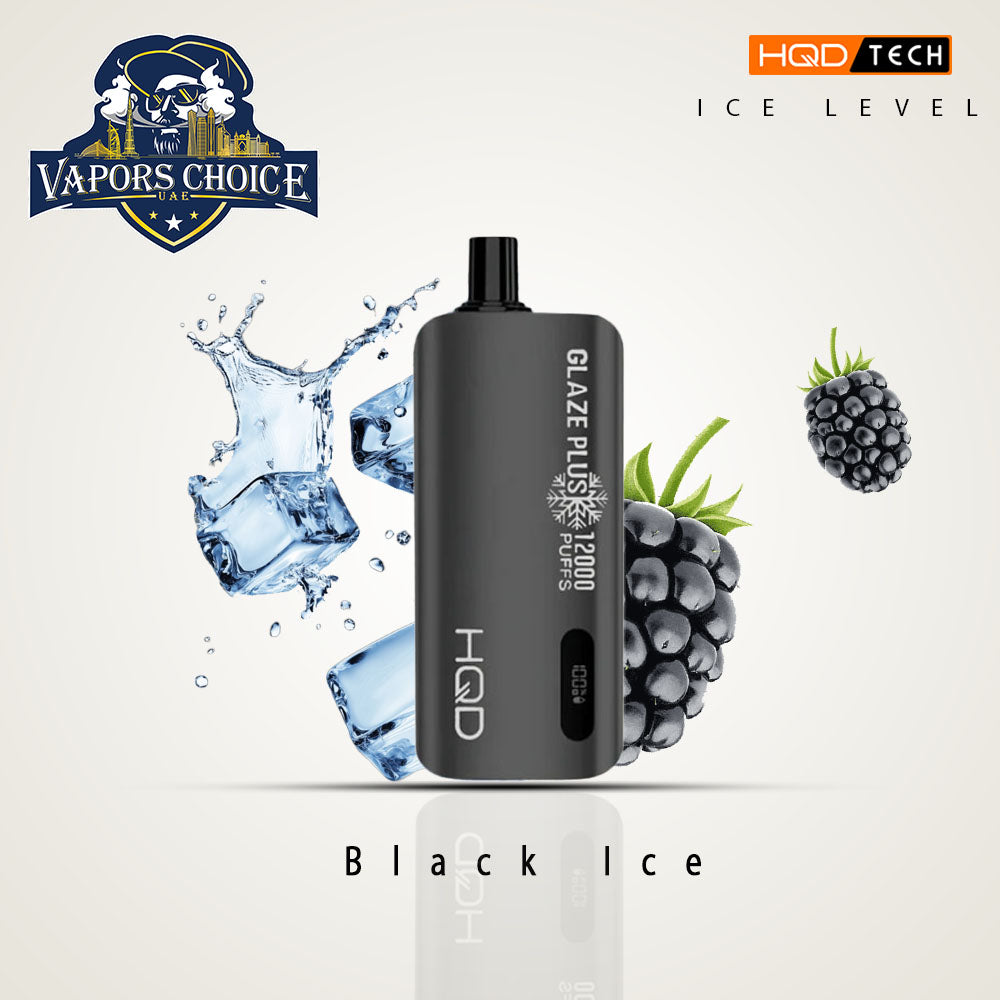 HQD CUVIE GLAZE PLUS (Ice Level Adjustable) 12000 PUFFS DISPOSABLE VAPE Black Ice UAE Abu Dhabi