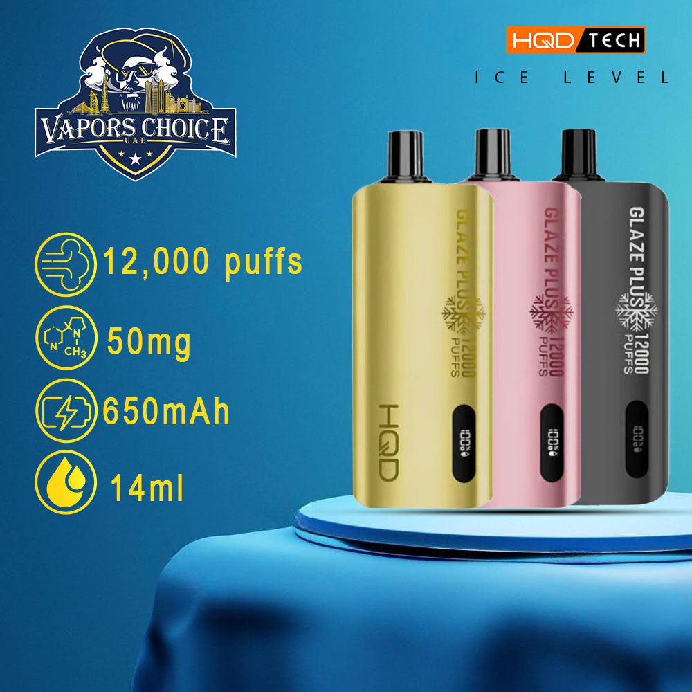 HQD CUVIE GLAZE PLUS (Ice Level Adjustable) 12000 PUFFS DISPOSABLE VAPE 1st UAE Abu Dhabi
