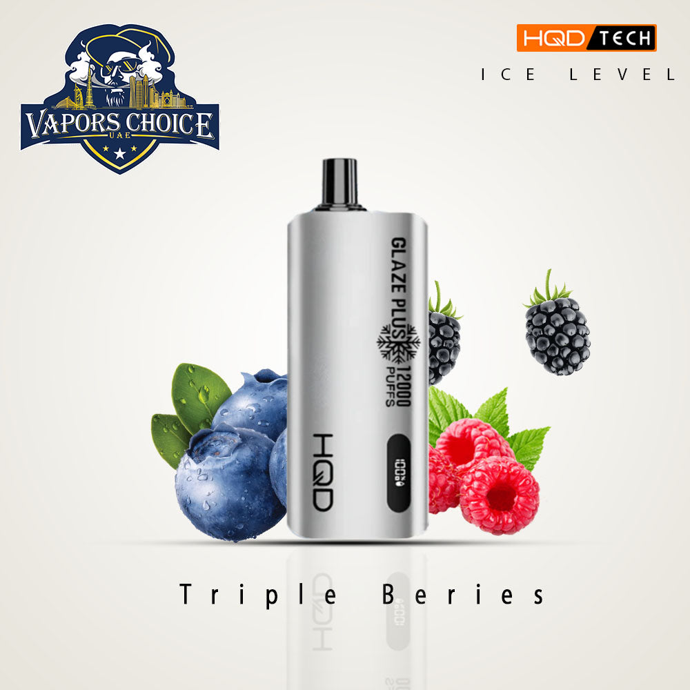 HQD CUVIE GLAZE PLUS (Ice Level Adjustable) 12000 PUFFS DISPOSABLE VAPE Triple Berries UAE Abu Dhabi & Ajman