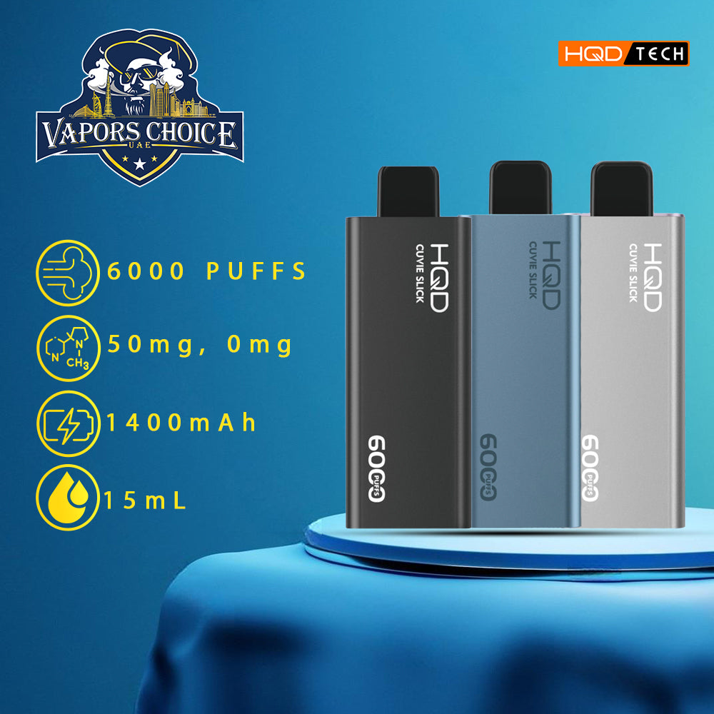 HQD CUVIE SLICK (50mg & 0mg) 6000 PUFFS - DISPOSABLE VAPE 1st UAE Abu Dhabi