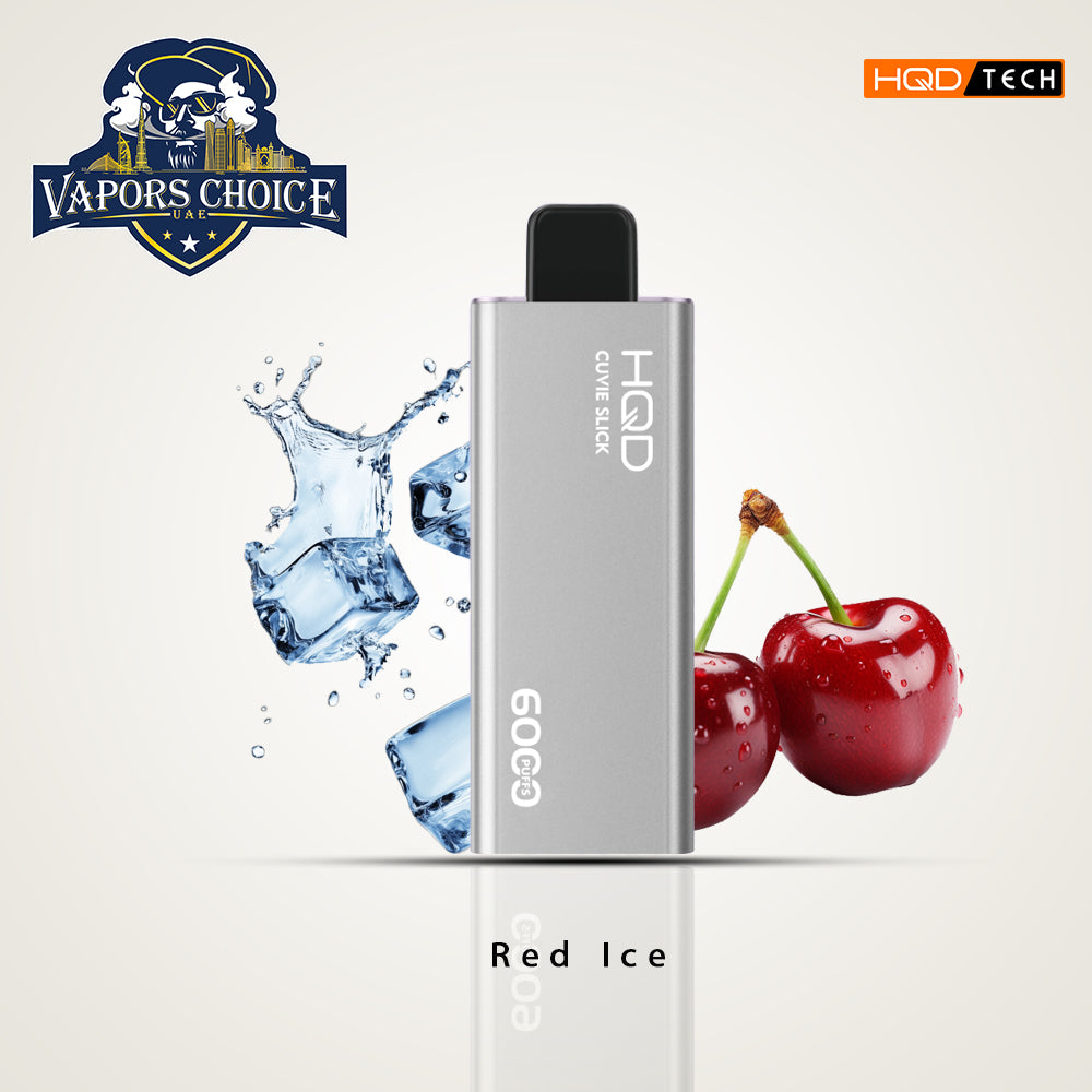 HQD CUVIE SLICK (50mg & 0mg) 6000 PUFFS - DISPOSABLE VAPE Red Ice UAE Al Ain & Fujairah