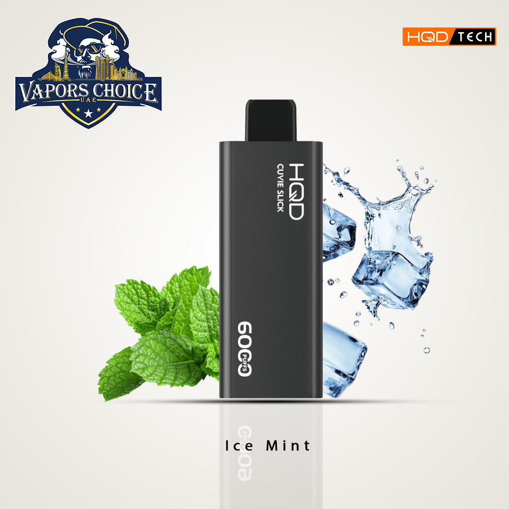 HQD CUVIE SLICK 6000 PUFFS - 0mg, 20mg &50mg - DISPOSABLE VAPE Ice Mint UAE Dubai & Al Ain