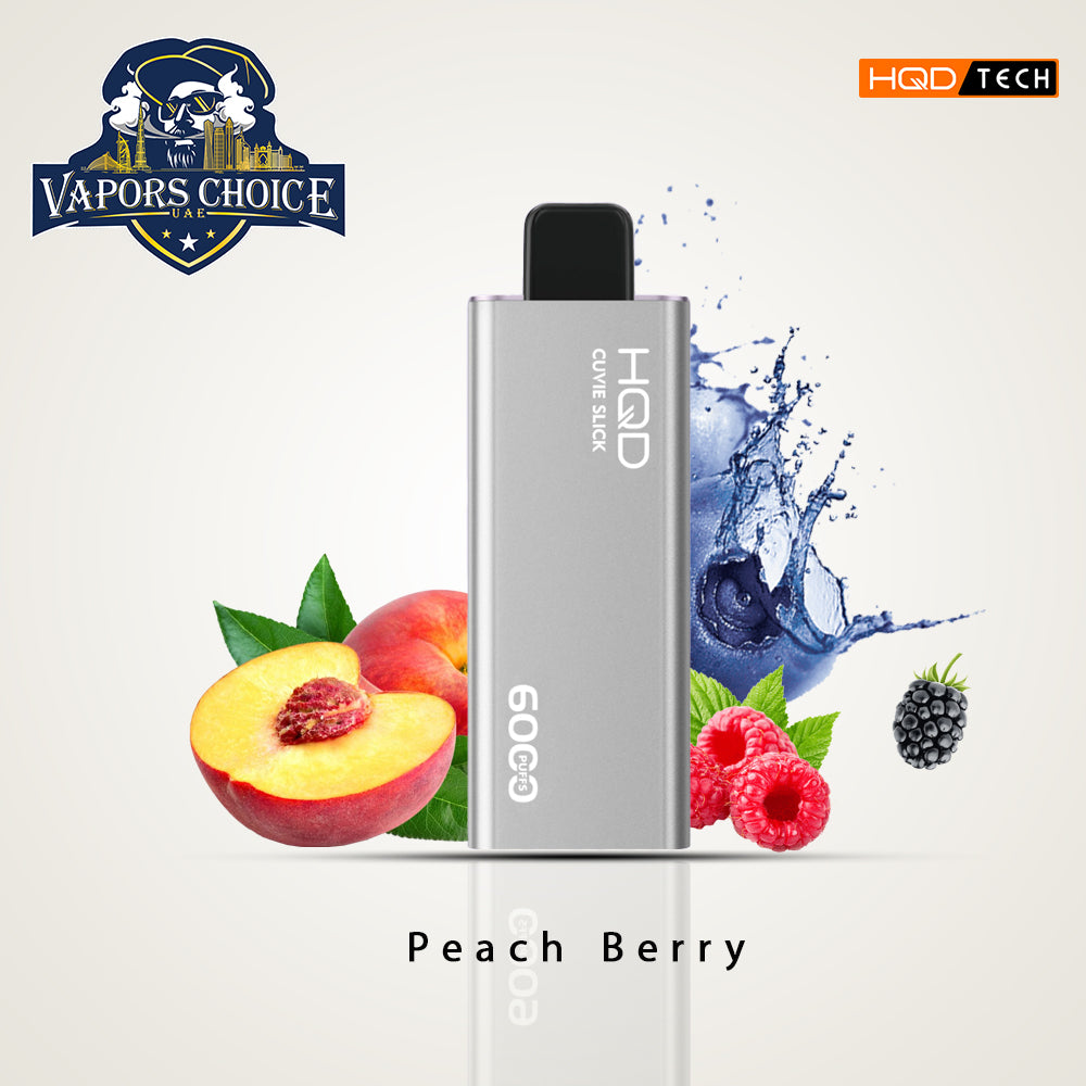 HQD CUVIE SLICK 6000 PUFFS - 0mg, 20mg &50mg - DISPOSABLE VAPE Peach Berry UAE Duai & Ajmain 