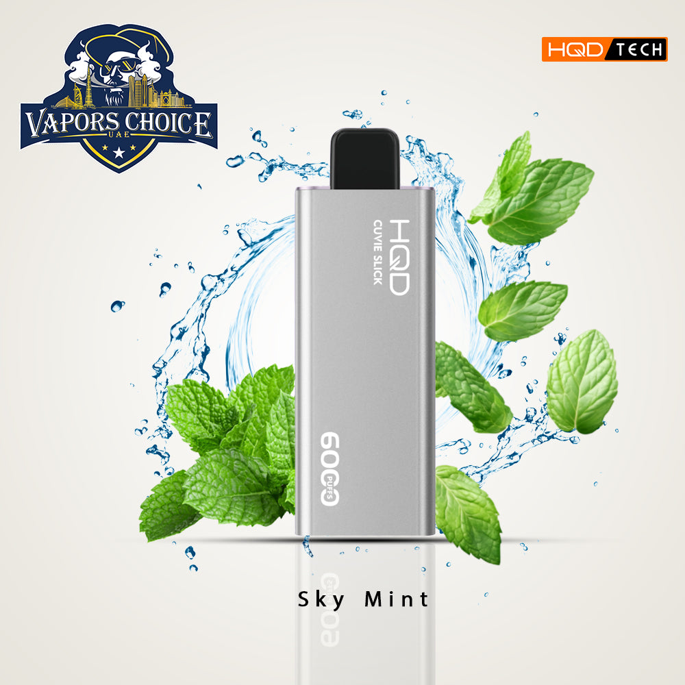HQD CUVIE SLICK 6000 PUFFS - 0mg, 20mg &50mg - DISPOSABLE VAPE Sky Mint UAE Abu Dhabi & Ajman