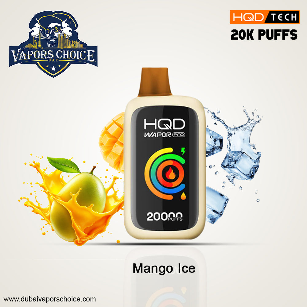 HQD WAPOR PRO (50mg) 20000 PUFFS & DISPOSABLE VAPE Mango Ice UAE Abu Dhabi