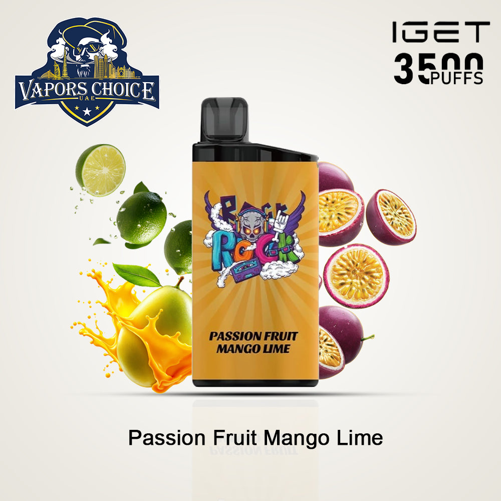 IGET BAR (50mg) 3500 PUFFS - DISPOSABLE VAPE Passion Fruit Mango Lime UAE Dubai