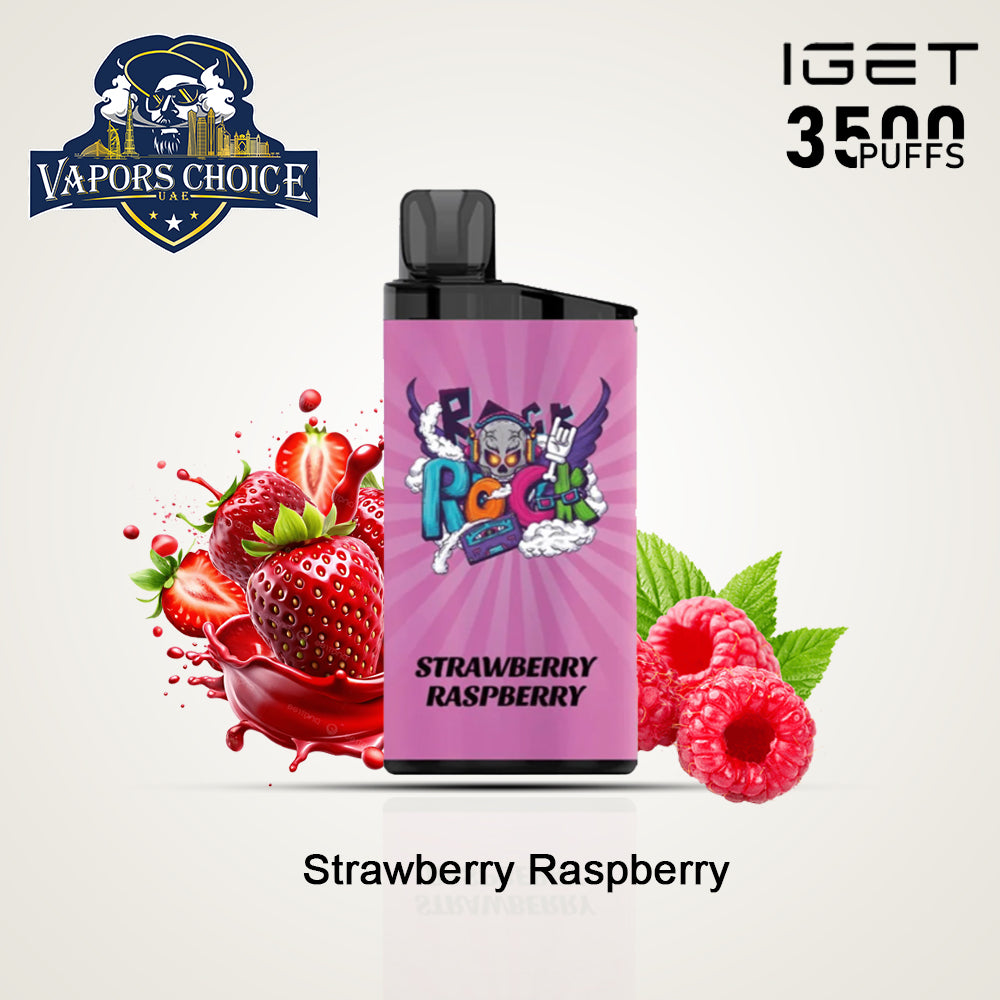 IGET BAR (50mg) 3500 PUFFS DISPOSABLE VAPE Strawberry Raspberry UAE Dubai Fujairah