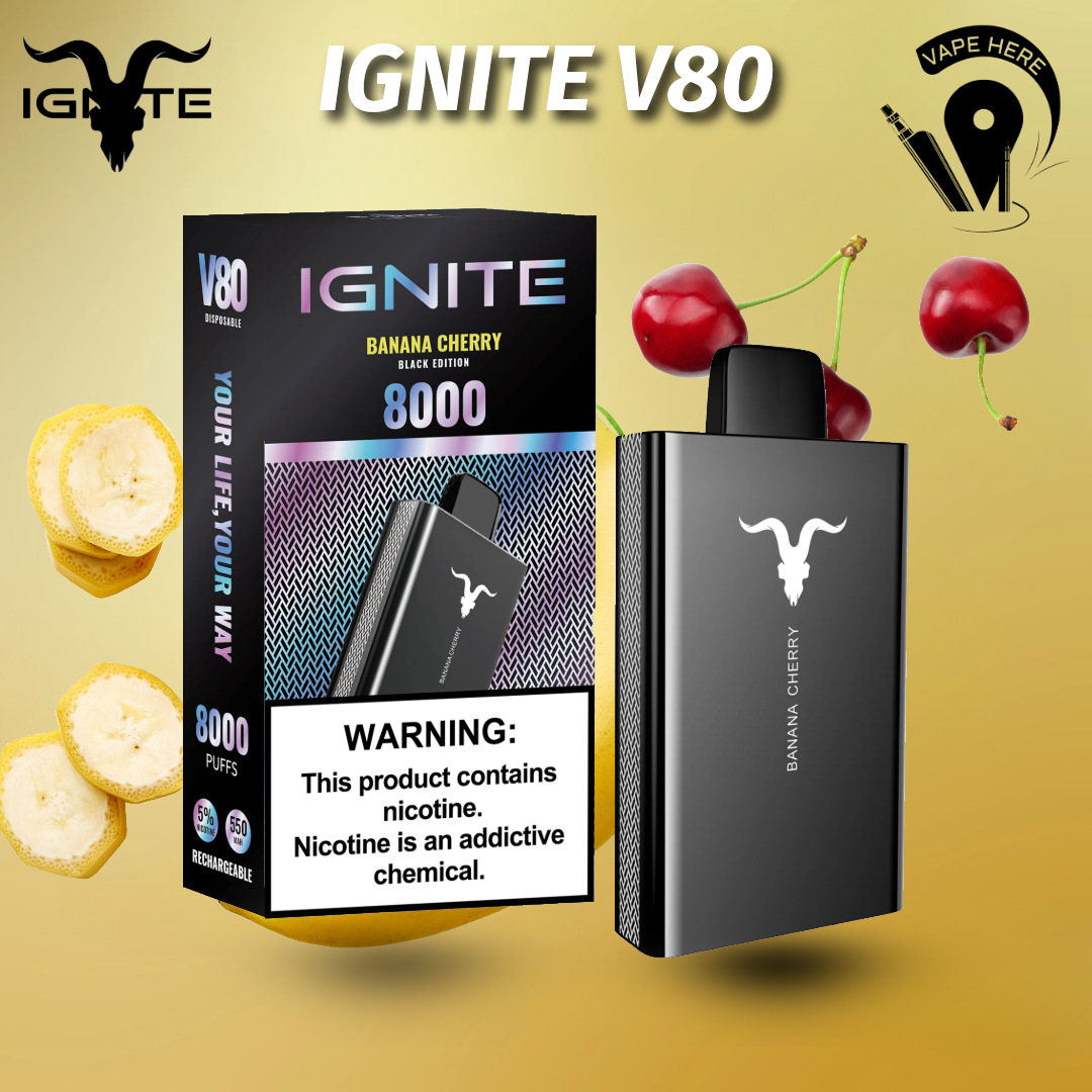 IGNITE V80 Disposable Vape 8000 PUFFS 50MG Banana Cherry UAE Al Ain