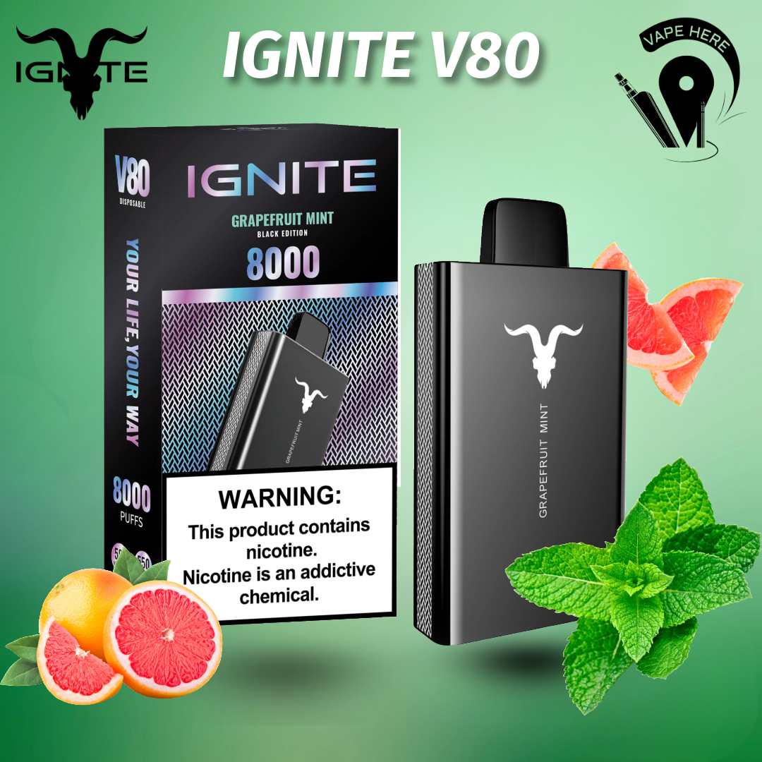 IGNITE V80 Disposable Vape 8000 PUFFS 50MG Grapefruit Mint UAE Ajman