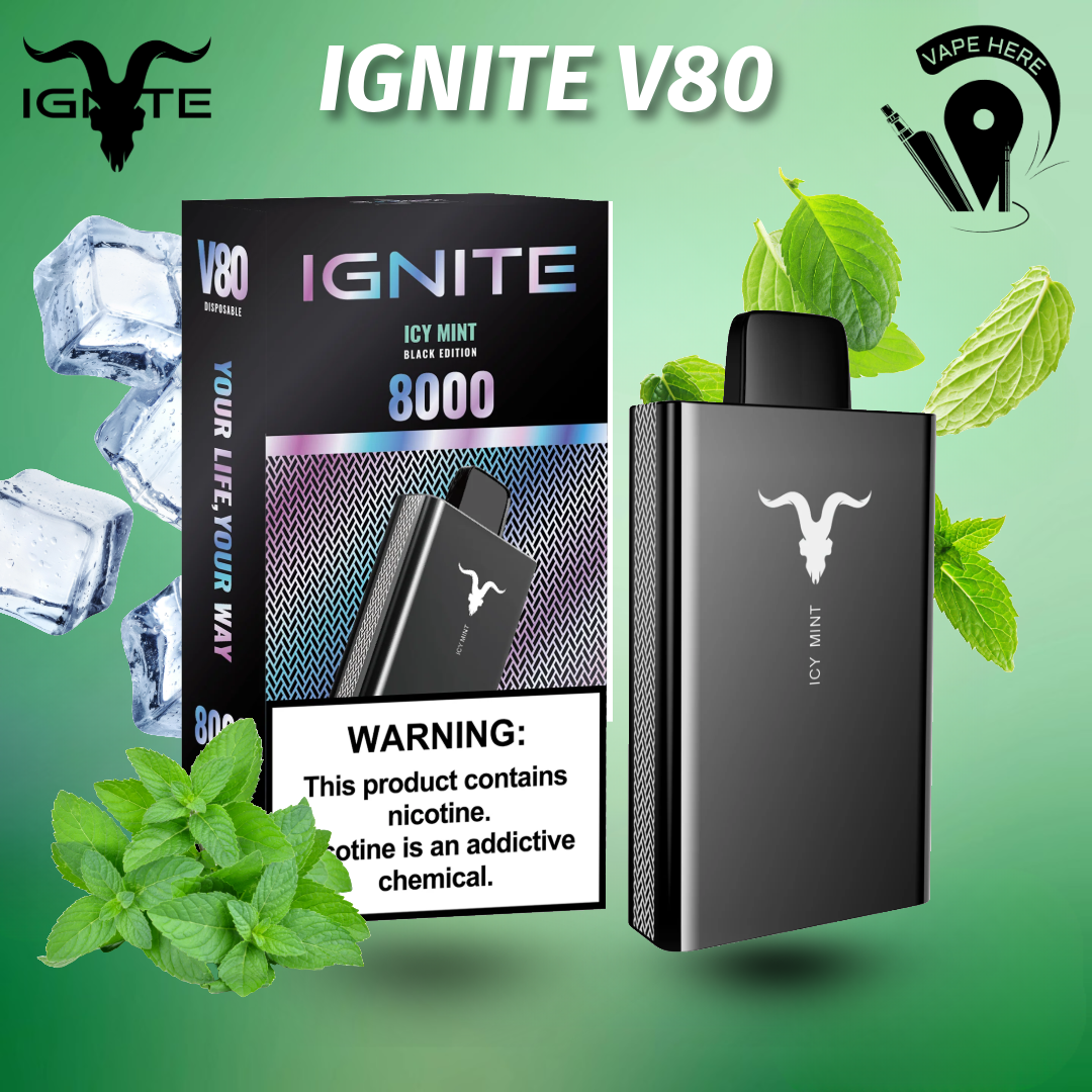 IGNITE V80 Disposable Vape 8000 PUFFS 50MG Iced Mint UAE Dubai