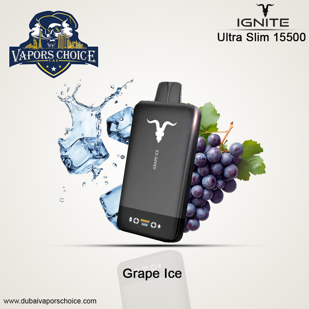 IGNITE V155 Disposable Vape 15500 PUFFS Grape Ice UAE Dubai