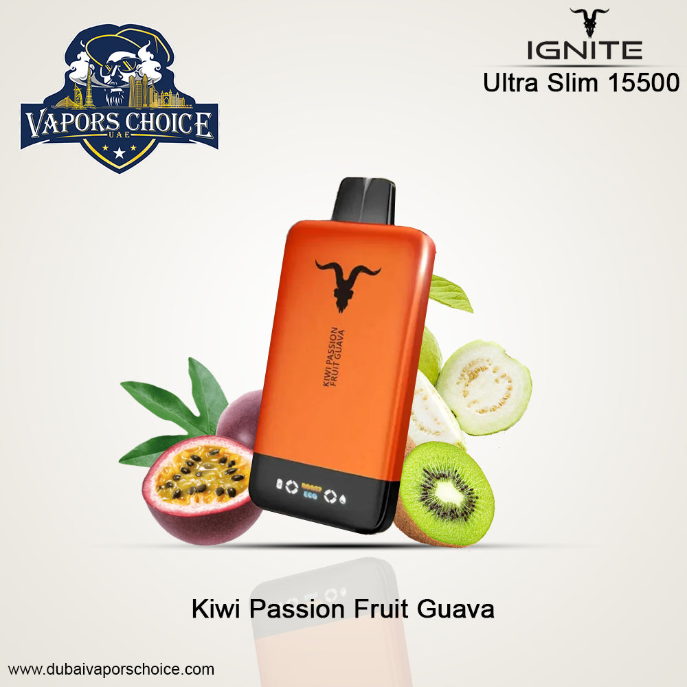 IGNITE V155 Disposable Vape 15500 PUFFS Kiwi Passion Fruit Guava UAE Ajman & Abu Dhabi