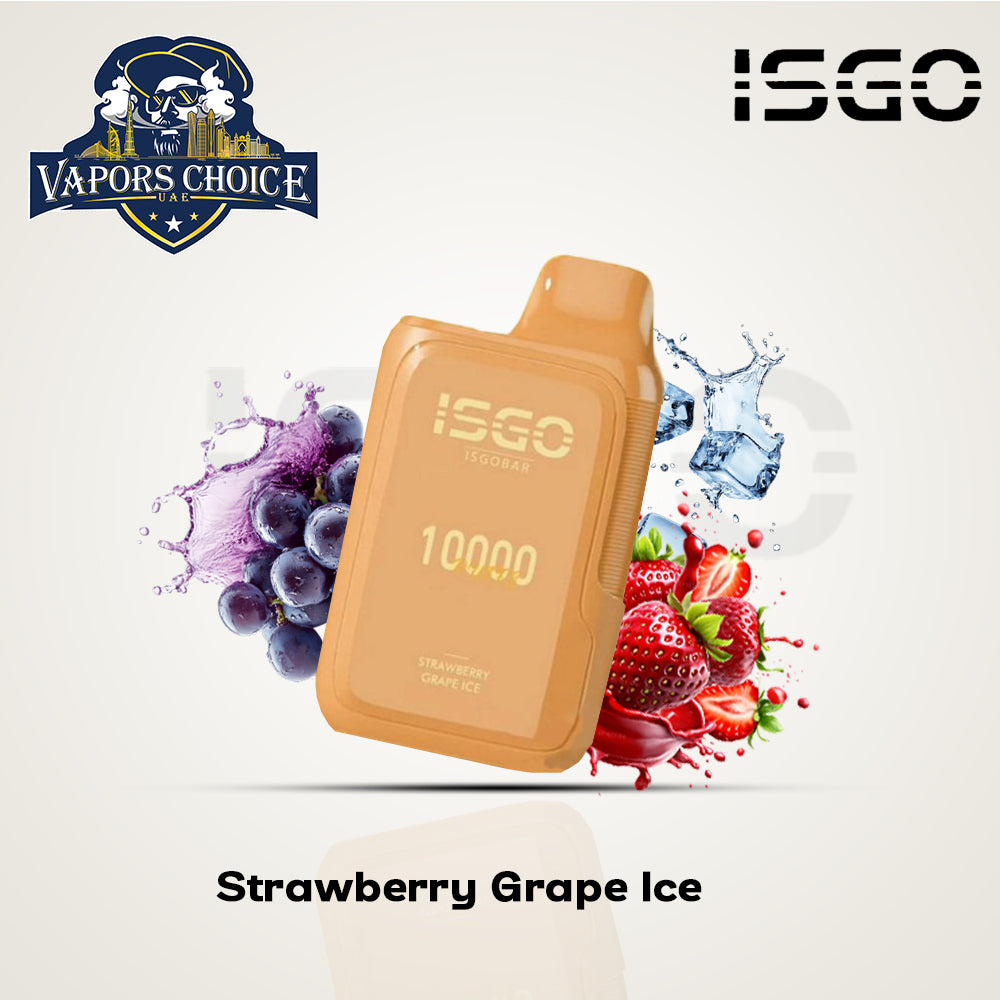 ISGO BAR 10,000 PUFFS (50mg) -ISGO DISPOSABLE VAPE Strawberry Grape Ice UAE Abu Dhabi