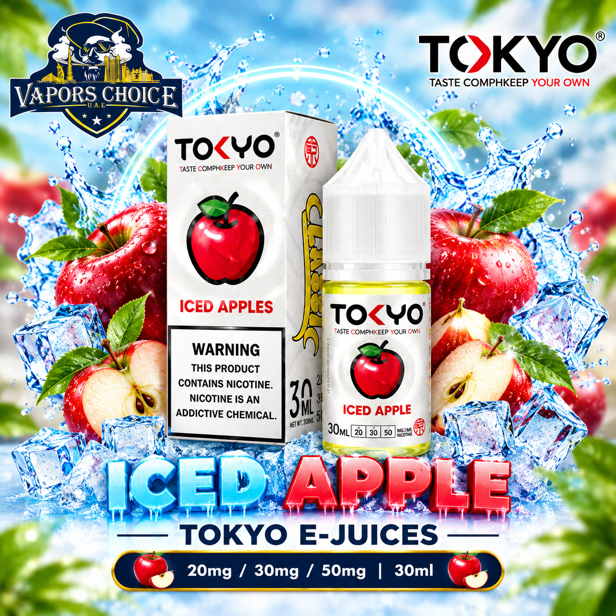 TOKYO E-JUICES SALTNIC 30ML – Classic Series & Iced Apple & UAE & Dubai