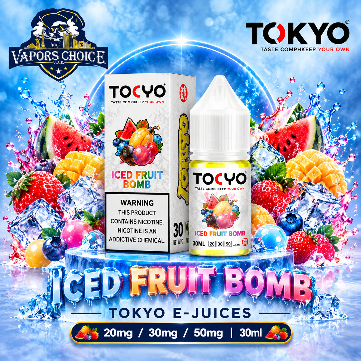 TOKYO E-JUICES SALTNIC 30ML – Classic Series & Iced Fruit Bomb & UAE & Dubai