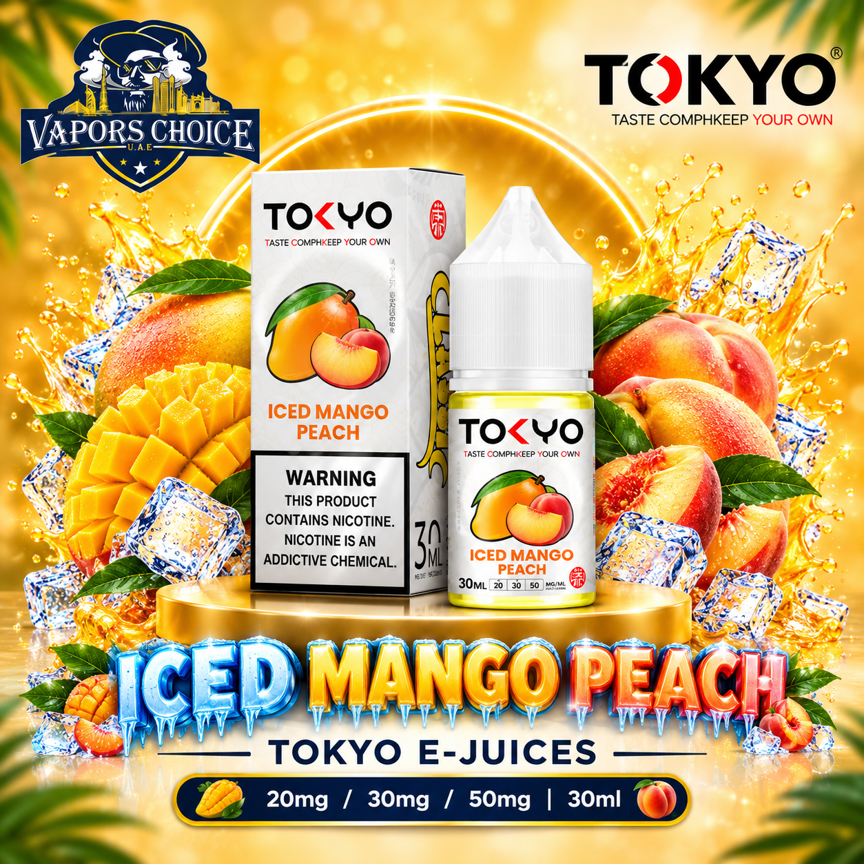 TOKYO E-JUICES SALTNIC 30ML – Classic Series & Mango Peach & UAE & Fujairah