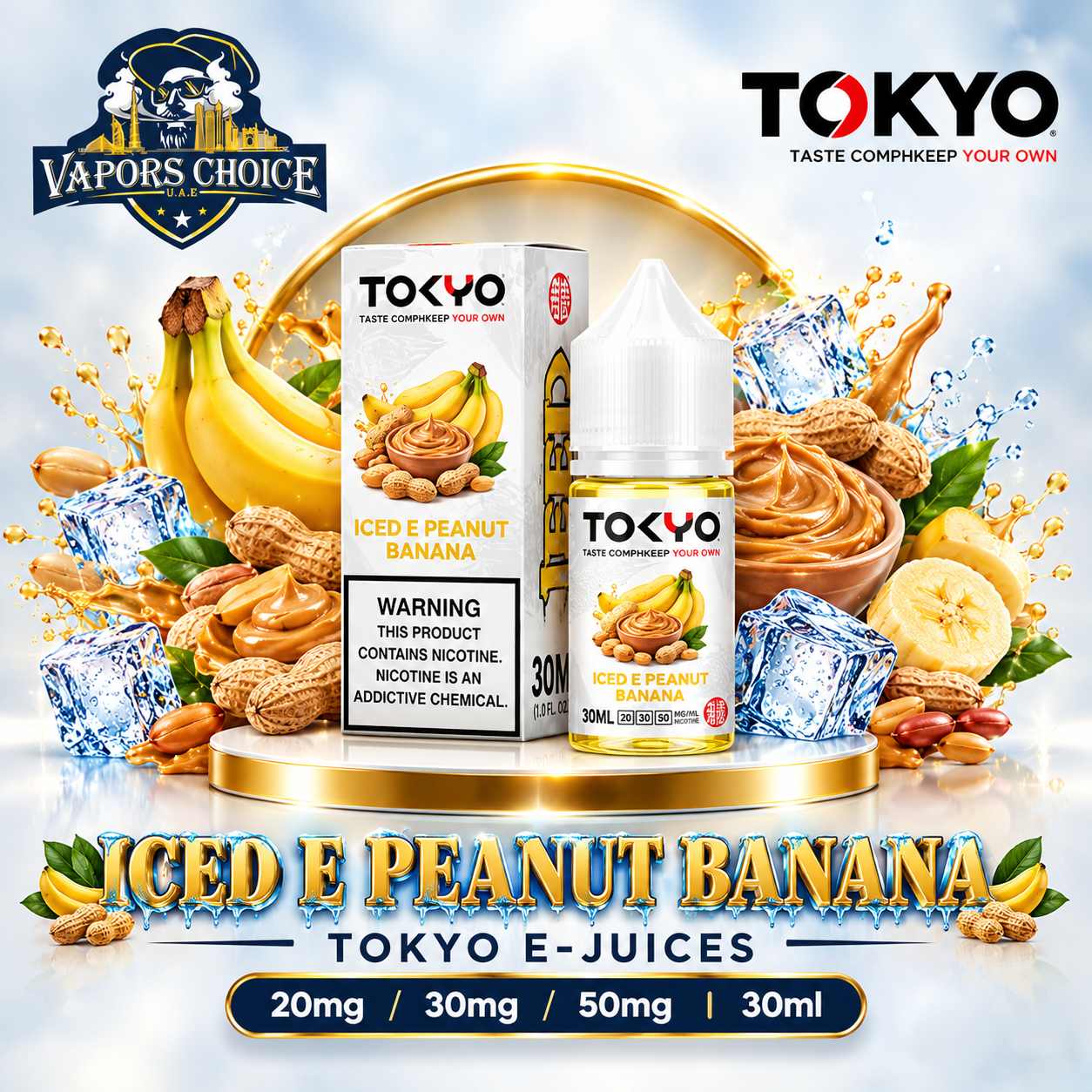 TOKYO E-JUICES SALTNIC 30ML – Classic Series & Iced E Peanut Banana & UAE & Dubai