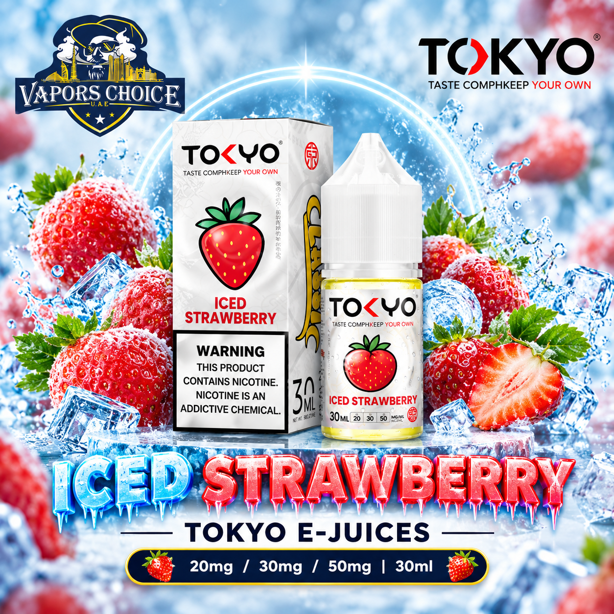 TOKYO E-JUICES SALTNIC 30ML – Classic Series & Iced Strawberry & UAE & 