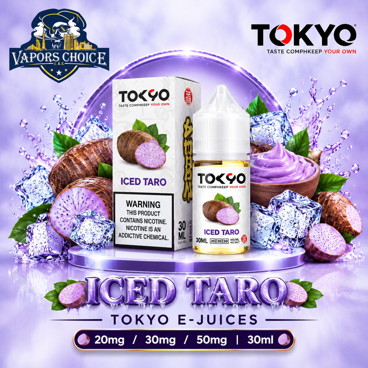 TOKYO E-JUICES SALTNIC 30ML – Classic Series & Iced Taro & UAE & Ajman