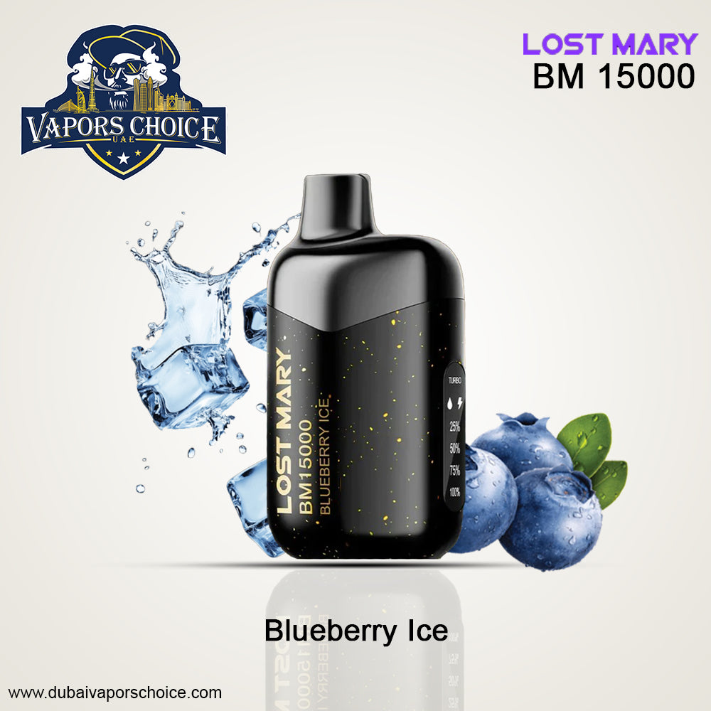 LOST MARY 15K Puffs Disposable Vape BM15000 TURBO-50mg Blueberry Ice UAE Abu Dhabi