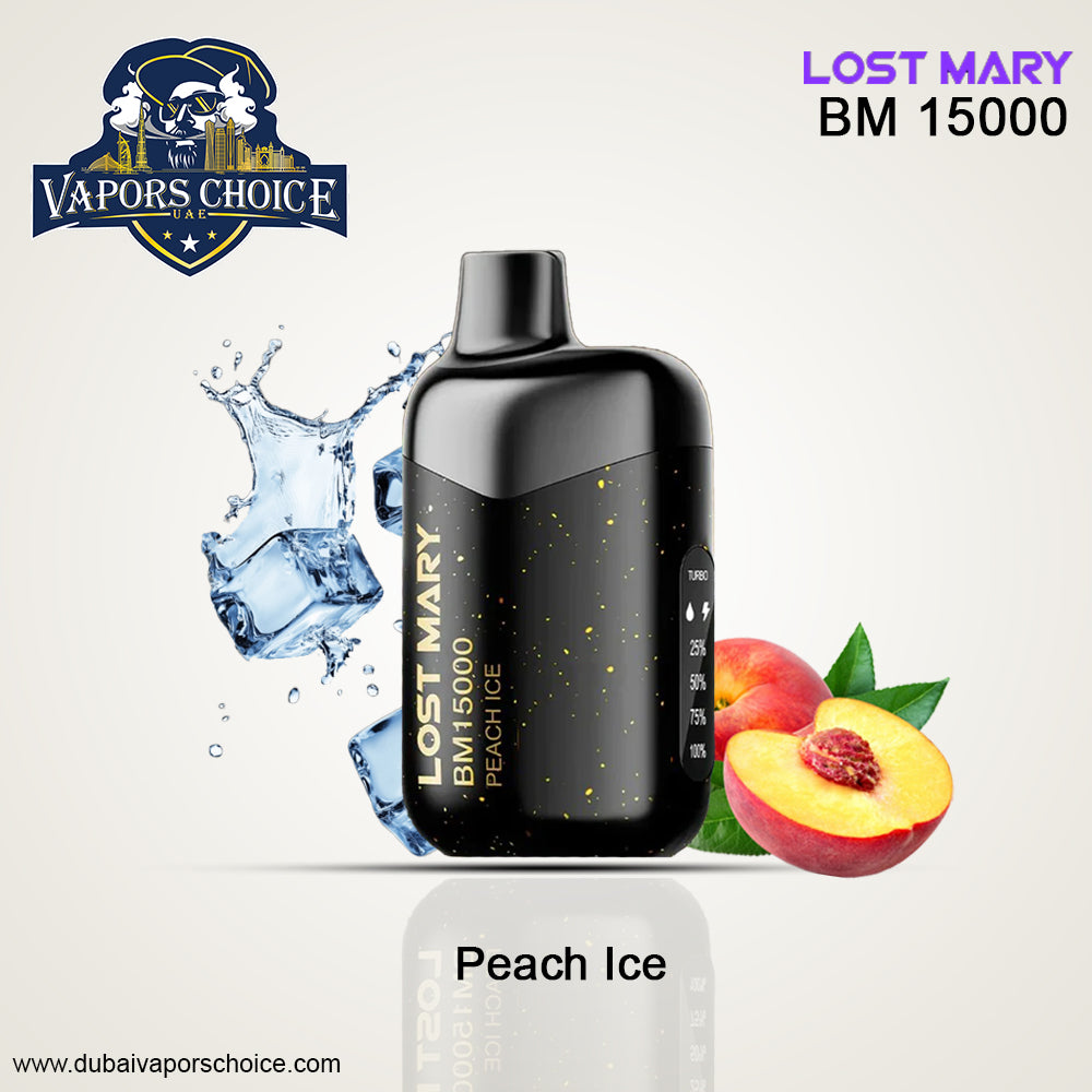 LOST MARY 15K Puffs Disposable Vape BM15000 TURBO-50mg Peach Ice UAE Abu Dhabi