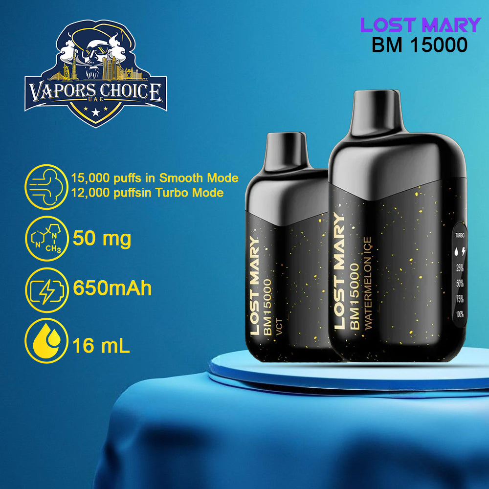 LOST MARY 15K Puffs Disposable Vape BM15000 TURBO 50mg 1st UAE Abu Dhabi
