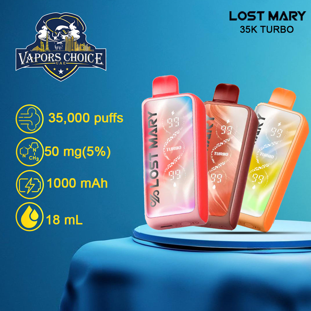 LOST MARY 35K Puffs Disposable Vape MT35000 TURBO 50mg 1st UAE Abu Dhabi