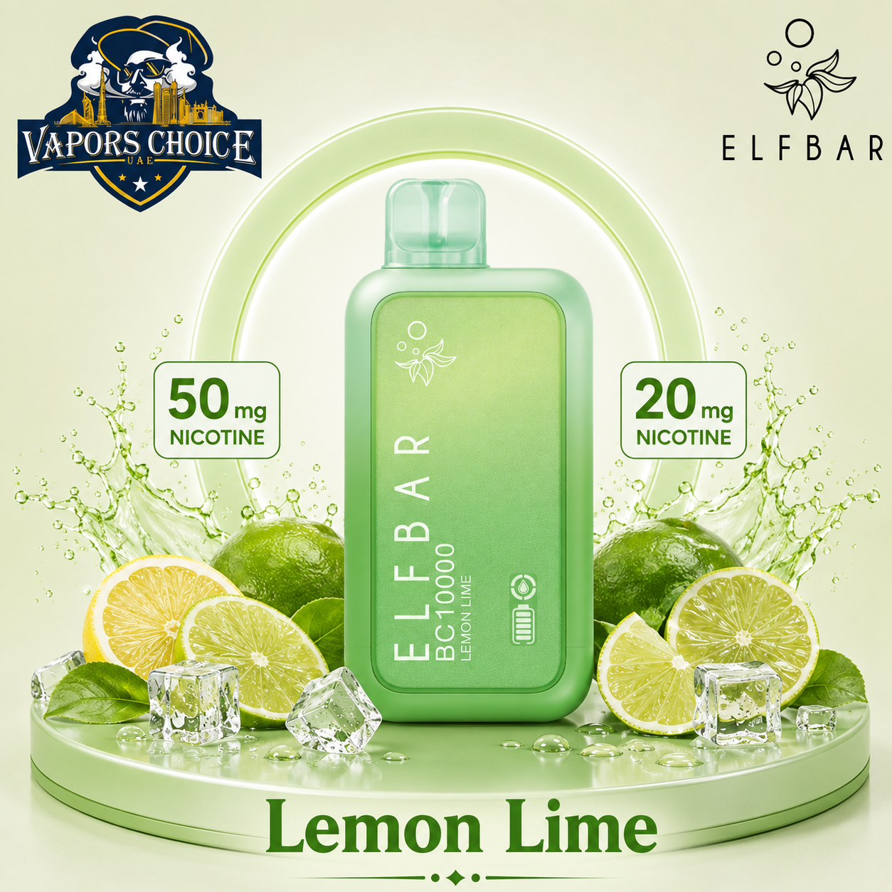 ELFBAR BC10000 _ 10,000 Puffs – 20mg & 50mg DISPOSABLE VAPE & Lemon Lime & UAE & Dubai