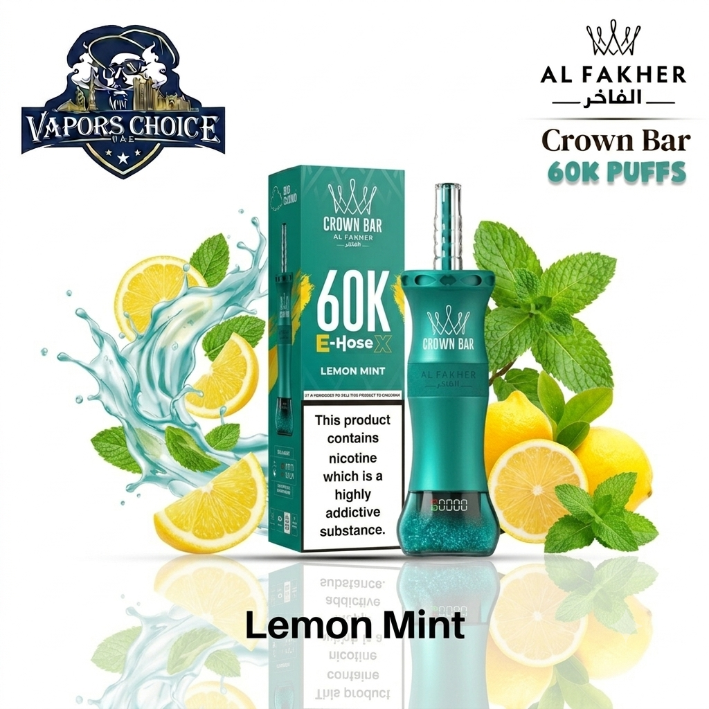 Al Fakher Crown Bar E-Hose X 60K Puffs Shisha Disposable Vape UAE Dubai 