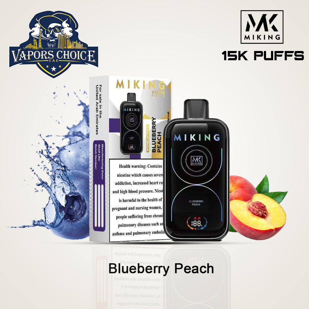 MIKING Disposable Vapes 15000 Puffs 2% Nicotine Blueberry Peach UAE Abu Dhabi & Dubai