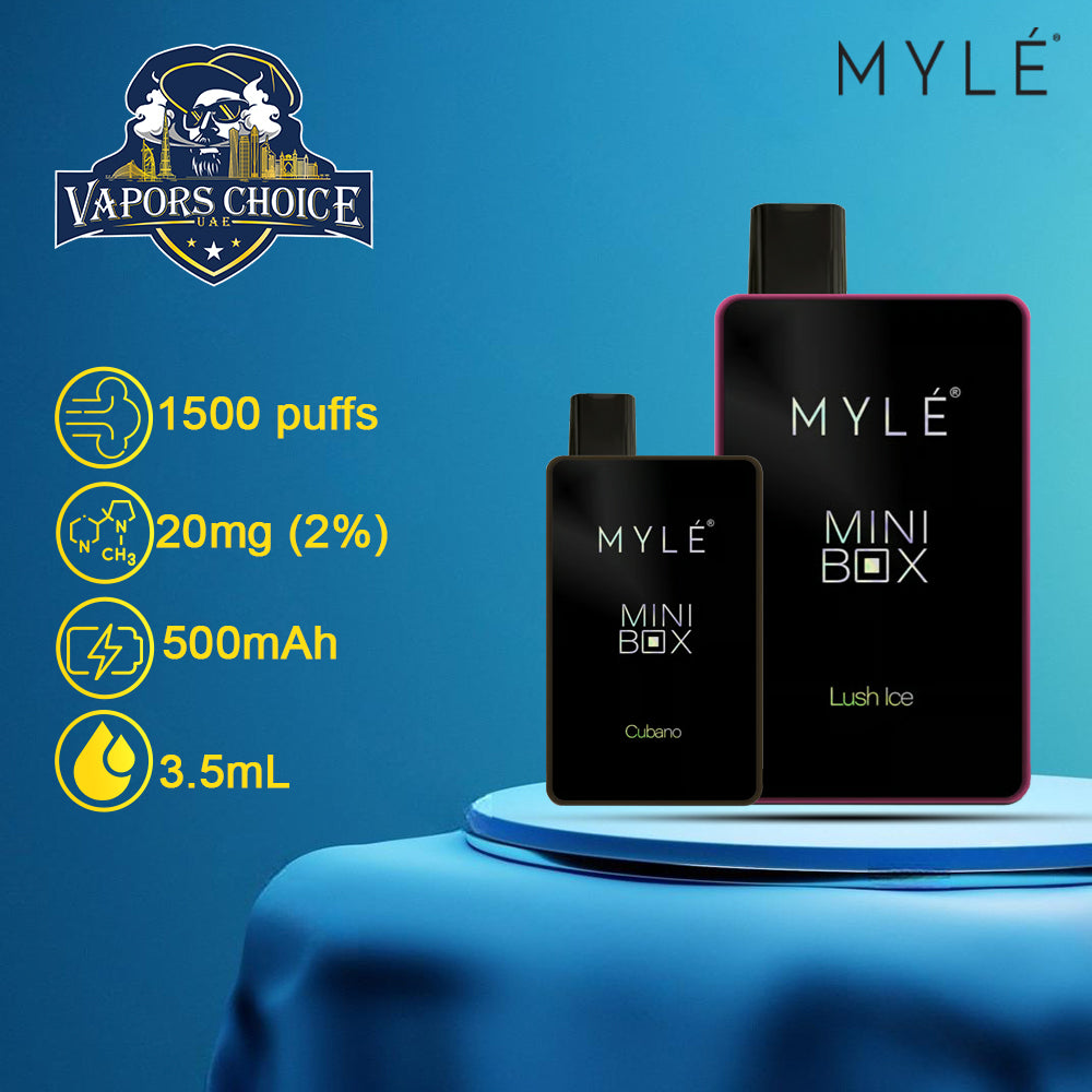 MYLE MINI BOX 1500 PUFFS DISPOSABLE VAPE (20mg Nicotine) 1st UAE Abu Dhabi