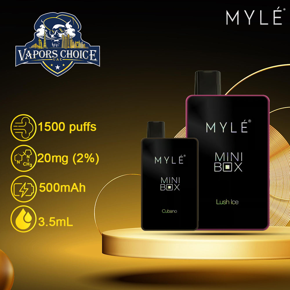 MYLE MINI BOX 1500 PUFFS DISPOSABLE VAPE (20mg Nicotine) 2end UAE Abu Dhabi & Dubai