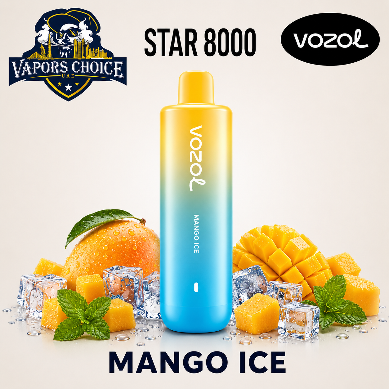 Vozol Star 8000 Puffs Disposable Vape 5% & Mango Ice & UAE & Umm Al Quwain