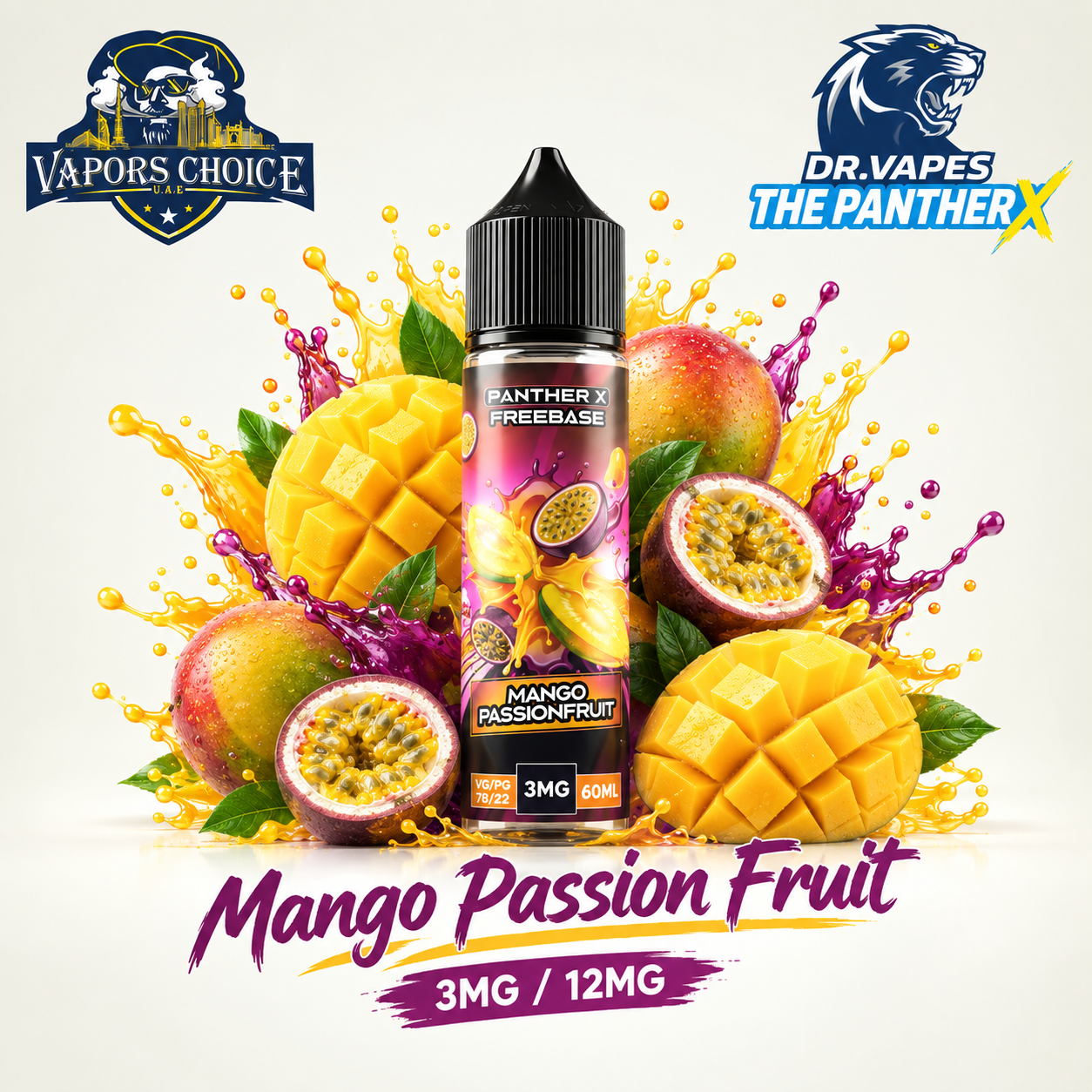 Dr Vapes The Panther X  - Freebase e-liquid 60ML & Mango Passion Fruit & UAE & Ras Al Khaimah