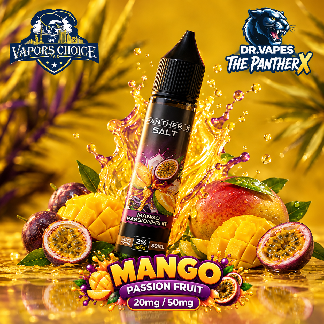 Dr Vapes The Panther X – Salt Nic E-Liquid 20mg (2%) / 50mg (5%)  30ML & Mango Passion Fruit & UAE & Sharjah