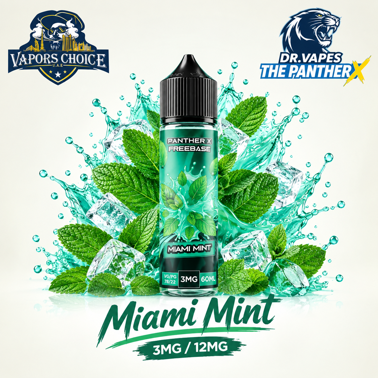 Dr Vapes The Panther X  - Freebase e-liquid 60ML & Miami Mint & UAE & Fujairah