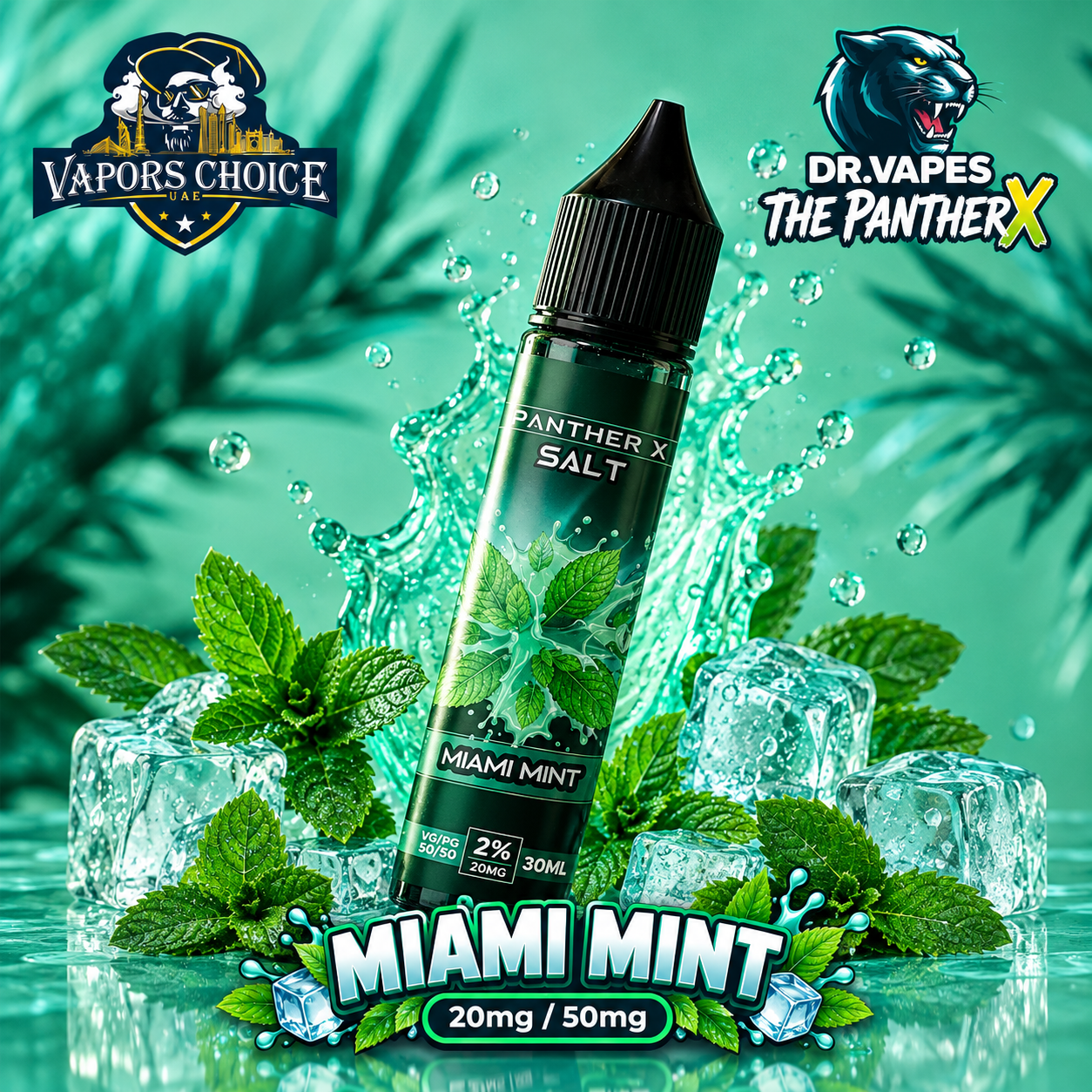 Dr Vapes The Panther X – Salt Nic E-Liquid 20mg (2%) / 50mg (5%)  30ML & Miami Mint & UAE & Ras Al Khaimah