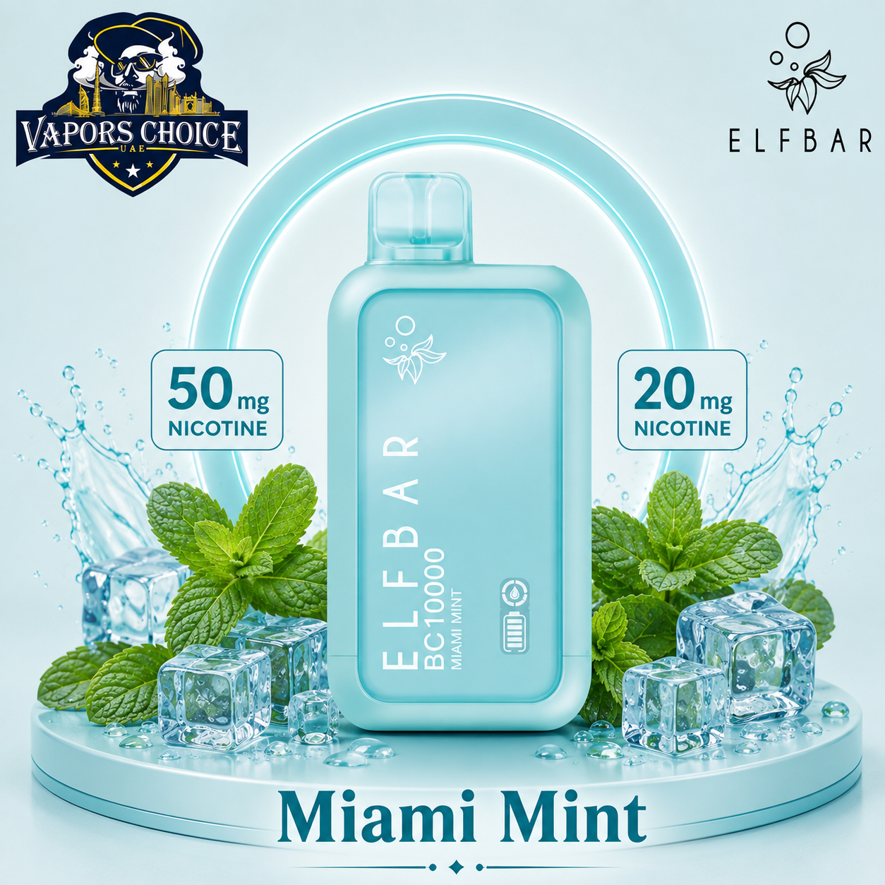 ELFBAR BC10000 _ 10,000 Puffs – 20mg & 50mg DISPOSABLE VAPE & Miami Mint & UAE & Abu Dhabi