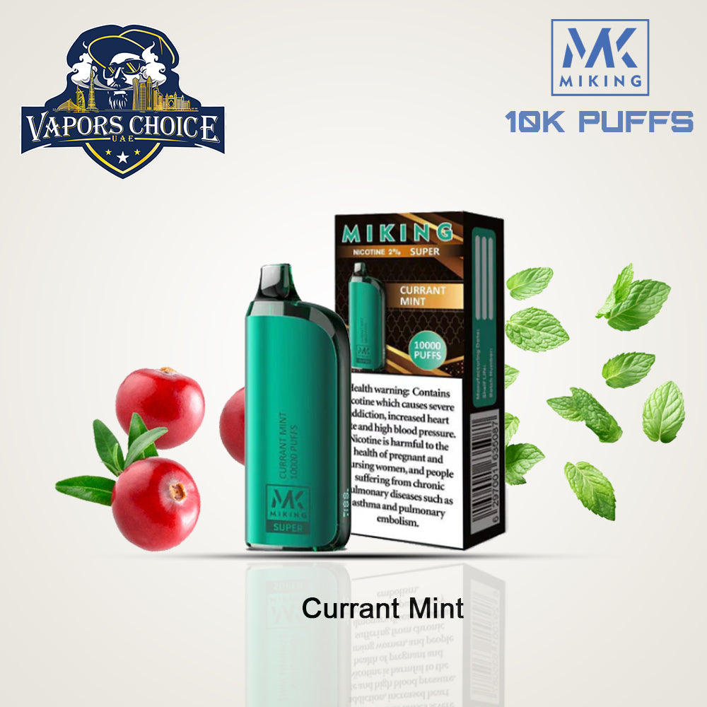 Miking Super 10000 Puffs Disposable Vape 20mg Nicotine Currant Mint UAE Abu Dhabi & Al Ain