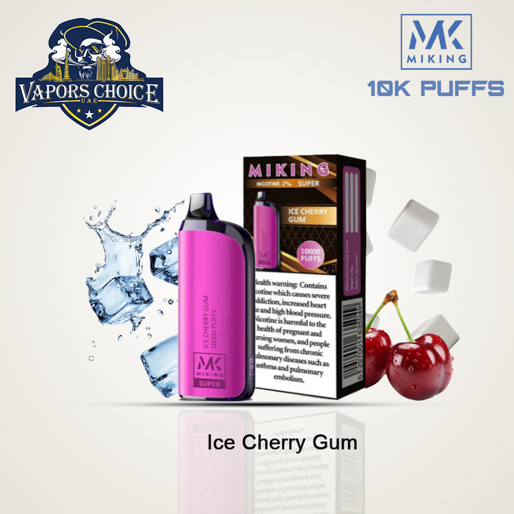 Miking Super 10000 Puffs Disposable Vape 20mg Nicotine Ice Cherry Gum UAE Abu Dhabi & Ajman