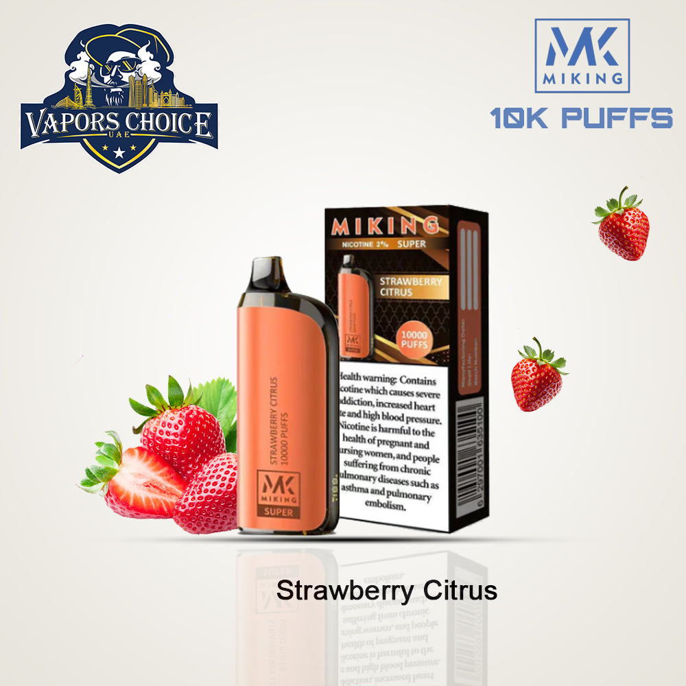 Miking Super 10000 Puffs Disposable Vape 20mg Nicotine Strawberry Citrus UAE Abu Dhabi & Sharjah