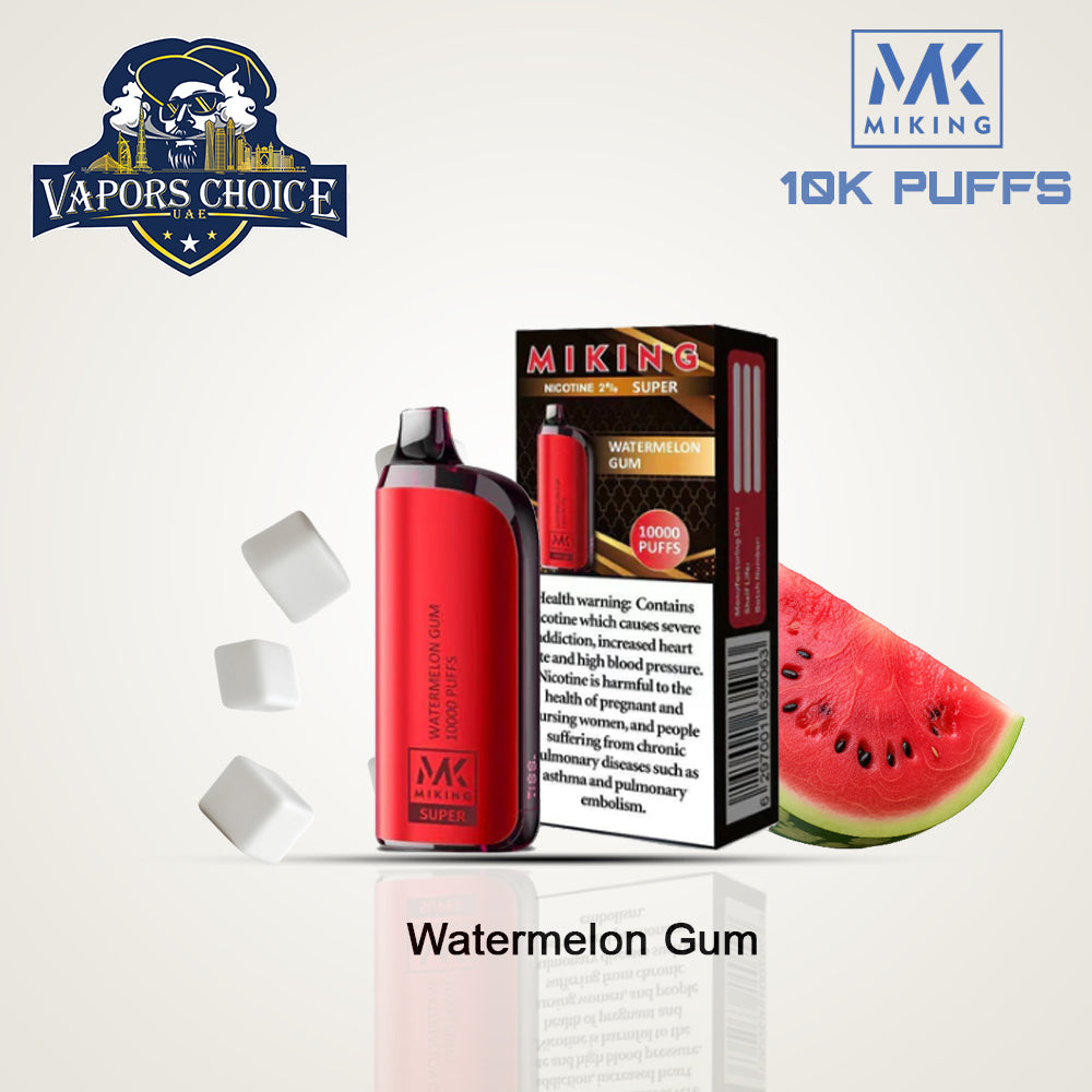 Miking Super 10000 Puffs Disposable Vape 20mg Nicotine Watermelon Gum UAE Abu Dhabi & Ras Al-Khaimah