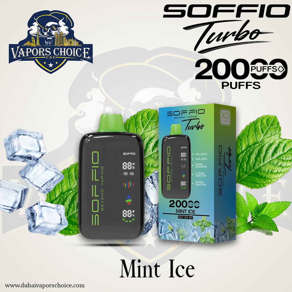 SOFFIO TURBO 20K Disposable Vape Mint Ice UAE Abu Dhabi 