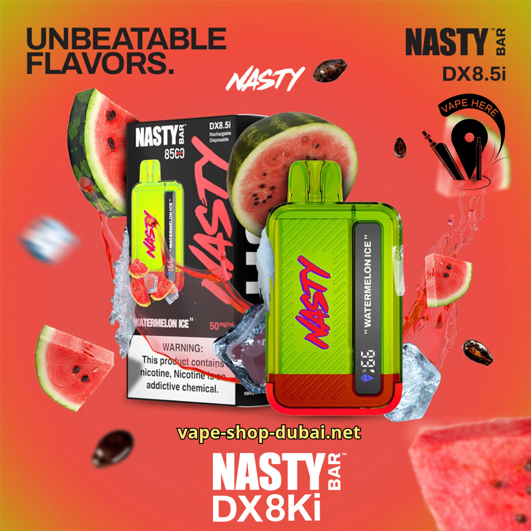 NASTY BAR DX8.5i 8500 Puffs Disposable Vape Watermelon Ice UAE Abu Dhabi