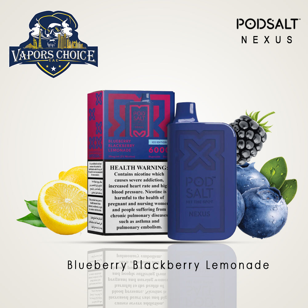 NEXUS (20mg) 6000 PUFFS - DISPOSABLE VAPE From Pod Salt Blueberry Blackberry Lemonade UAE Ajman