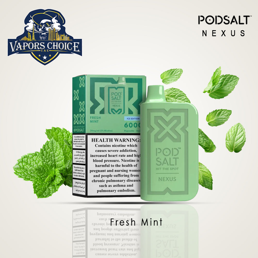 NEXUS (20mg) 6000 PUFFS - DISPOSABLE VAPE From Pod Salt Fresh Mint UAE Al Sharjah