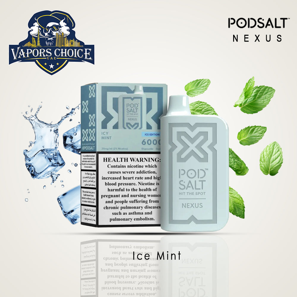NEXUS (20mg) 6000 PUFFS - DISPOSABLE VAPE From Pod Salt Ice Mint AE Al Ain & Ajman